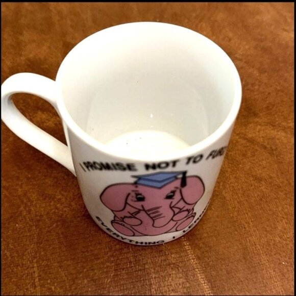 Amscan White Ceramic Mug With Pink Elephant Design & Graduation Cap - Picture 2 of 3